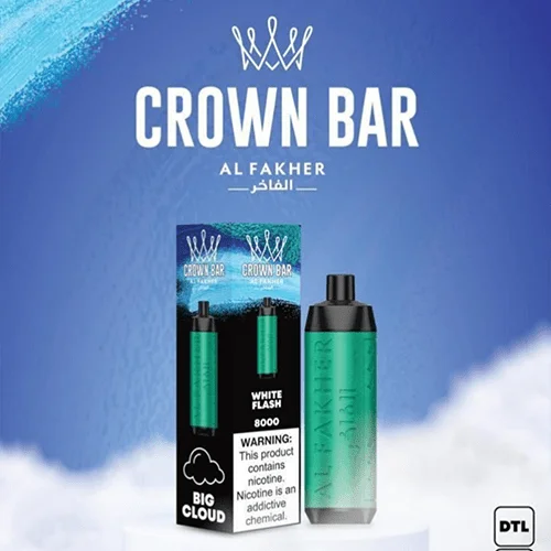CROWN-BAR-ALFAKHER-WHITE-FLASH-8000-PUFFS.webp ALFAKHER CROWN BAR WHITE FLASH – 8000 PUFFS