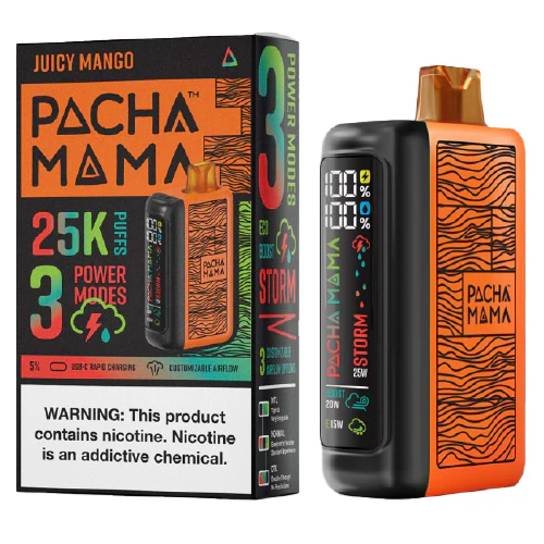 Juicy_Mango_PACHA_MAMA-01_1200x.webp Juicy Mango Disposable Vape (25000 Puffs) by Pachamama 25K