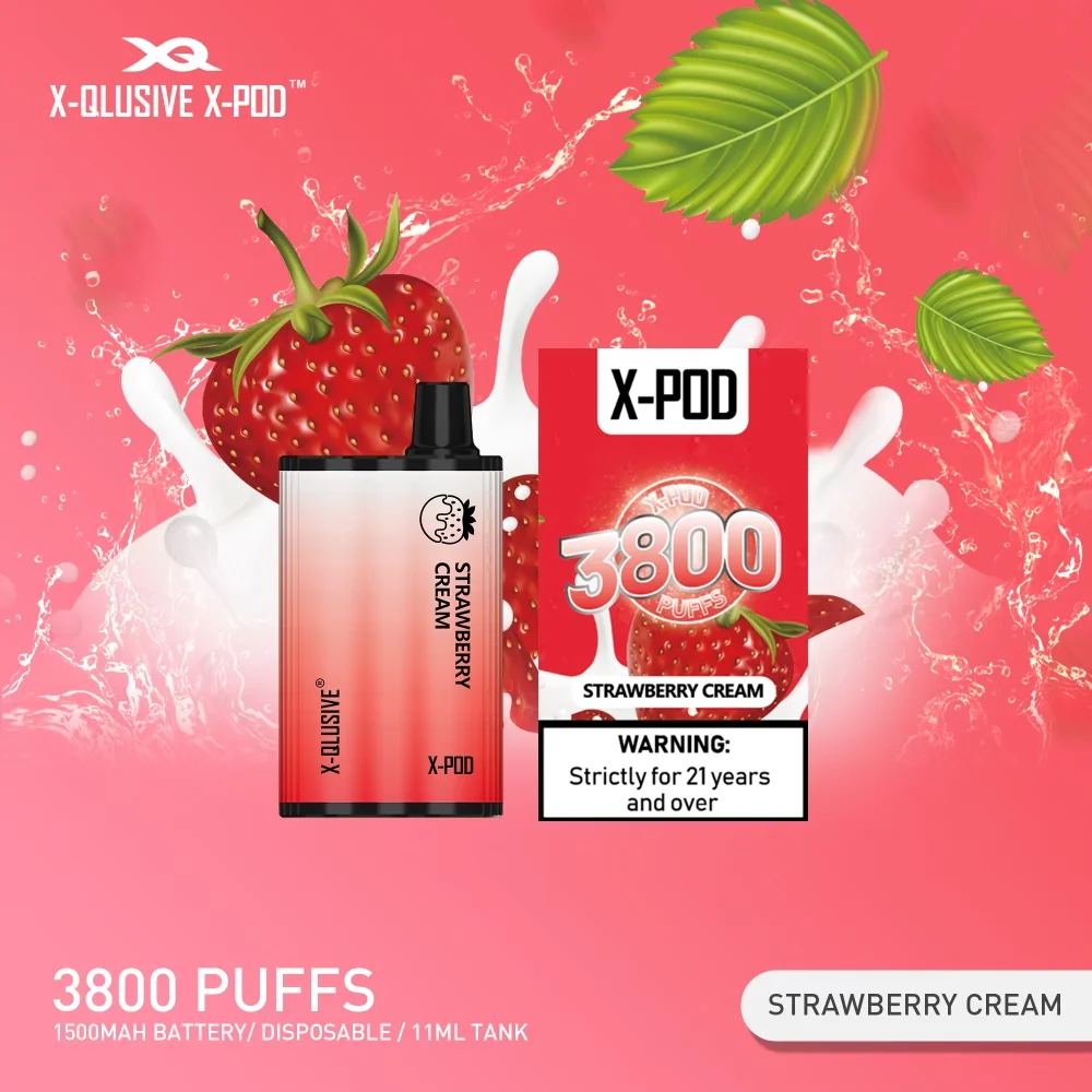 XPOD-XQLUSIVE-STRAWBERRY-CREAM.webp X-QLUSIVE X-POD STRAWBERRY CREAM – 3800 PUFFS